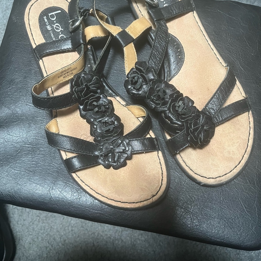 b.o.c. Black Strappy Floral Sandals